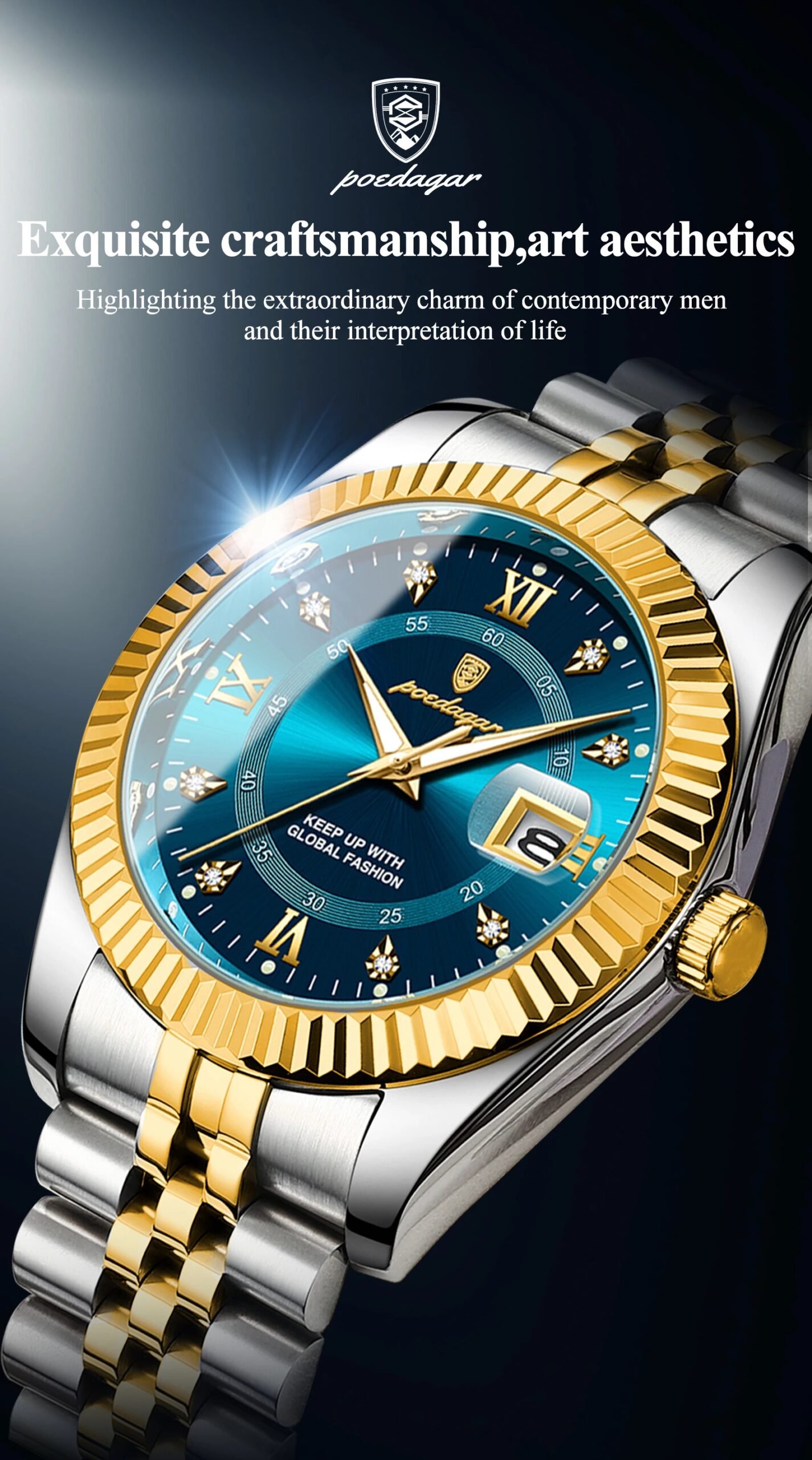 POEDAGAR Luxury Sports Man Wristwatch Military Quartz Watch For Men Waterproof Luminous Date Stainless Steel Men's Watches Reloj