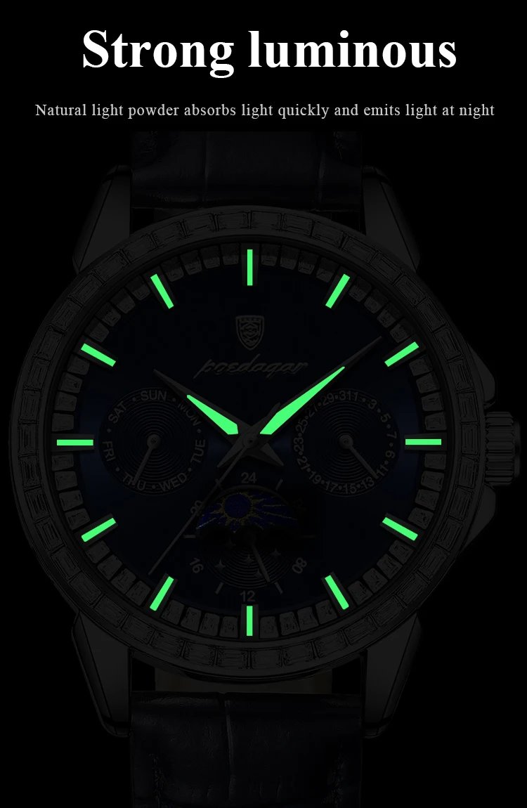 POEDAGAR Luxury Sport Watch For Man Date Week Waterproof Luminous Men Watch Leather Quartz Men's Watches Relogio Masculino Clock POEDAGAR Luxury Sport Watch For Man Date Week Waterproof Luminous Men Watch Leather Quartz Men's Watches Relogio Masculino Clock