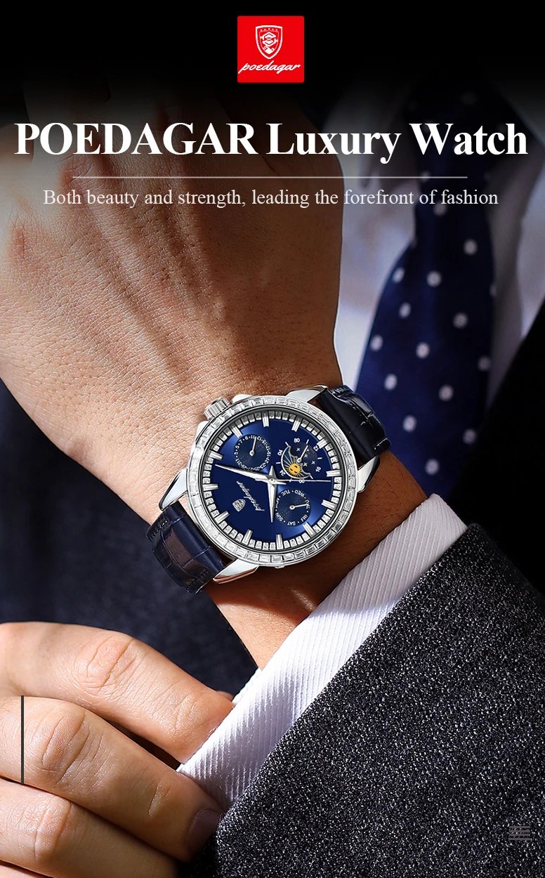POEDAGAR Luxury Sport Watch For Man Date Week Waterproof Luminous Men Watch Leather Quartz Men's Watches Relogio Masculino Clock POEDAGAR Luxury Sport Watch For Man Date Week Waterproof Luminous Men Watch Leather Quartz Men's Watches Relogio Masculino Clock