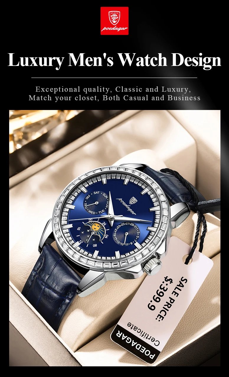 POEDAGAR Luxury Sport Watch For Man Date Week Waterproof Luminous Men Watch Leather Quartz Men's Watches Relogio Masculino Clock POEDAGAR Luxury Sport Watch For Man Date Week Waterproof Luminous Men Watch Leather Quartz Men's Watches Relogio Masculino Clock