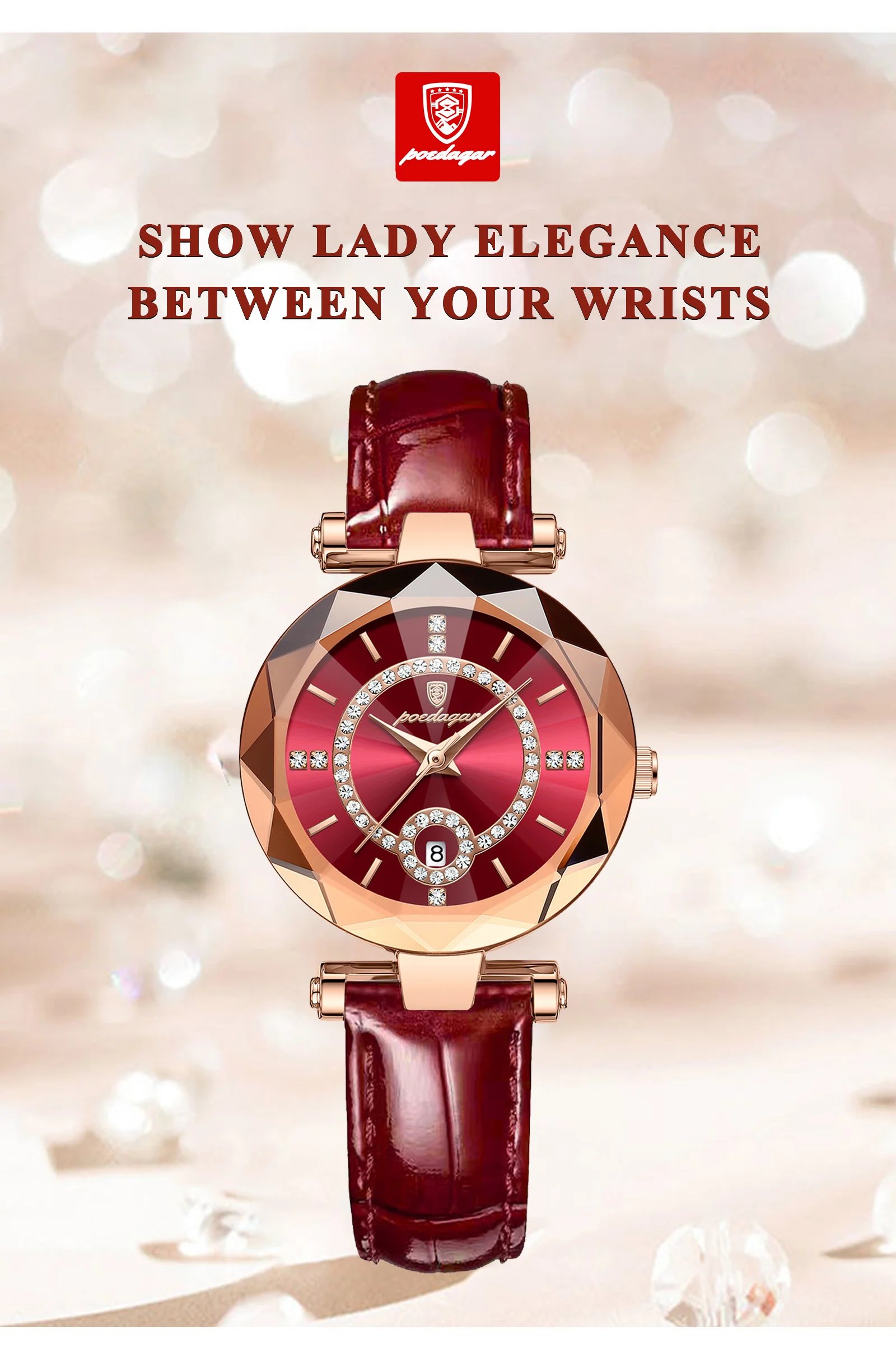 POEDAGAR Luxury Watch for Women High Quality Waterproof Date Leather Ladies Watches Dress Casual Quartz Women's Watch reloj +box