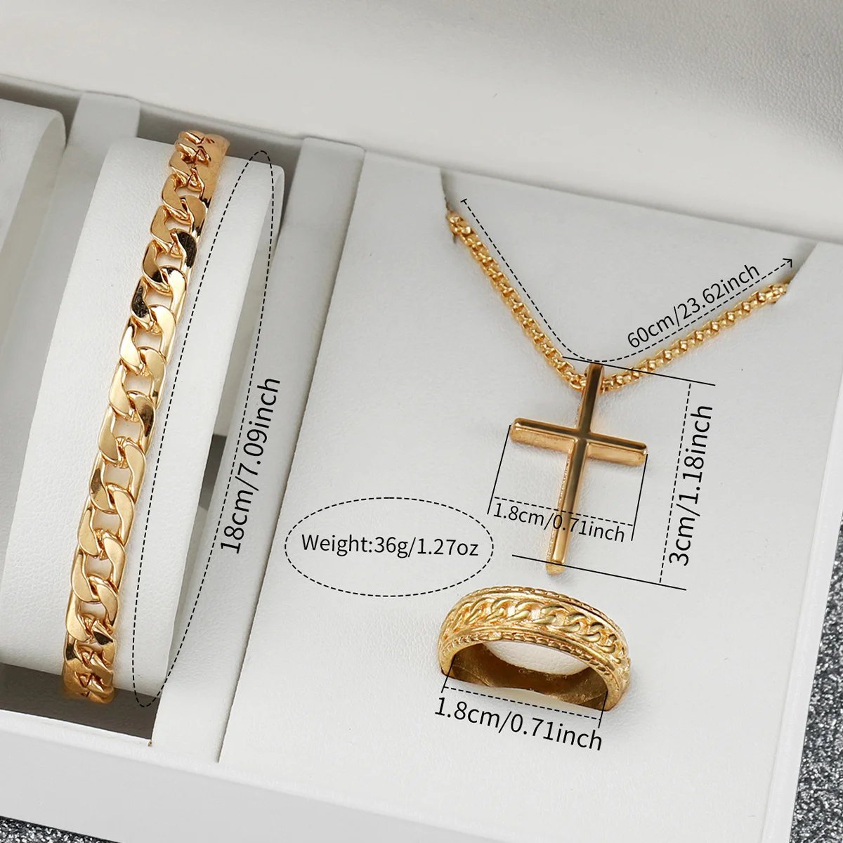 4PCS Men Business Watches Fashion Steel Band Analog Male's Quartz Watch Jewelry Set Relogio Masculino Clock Gift（Without Box）