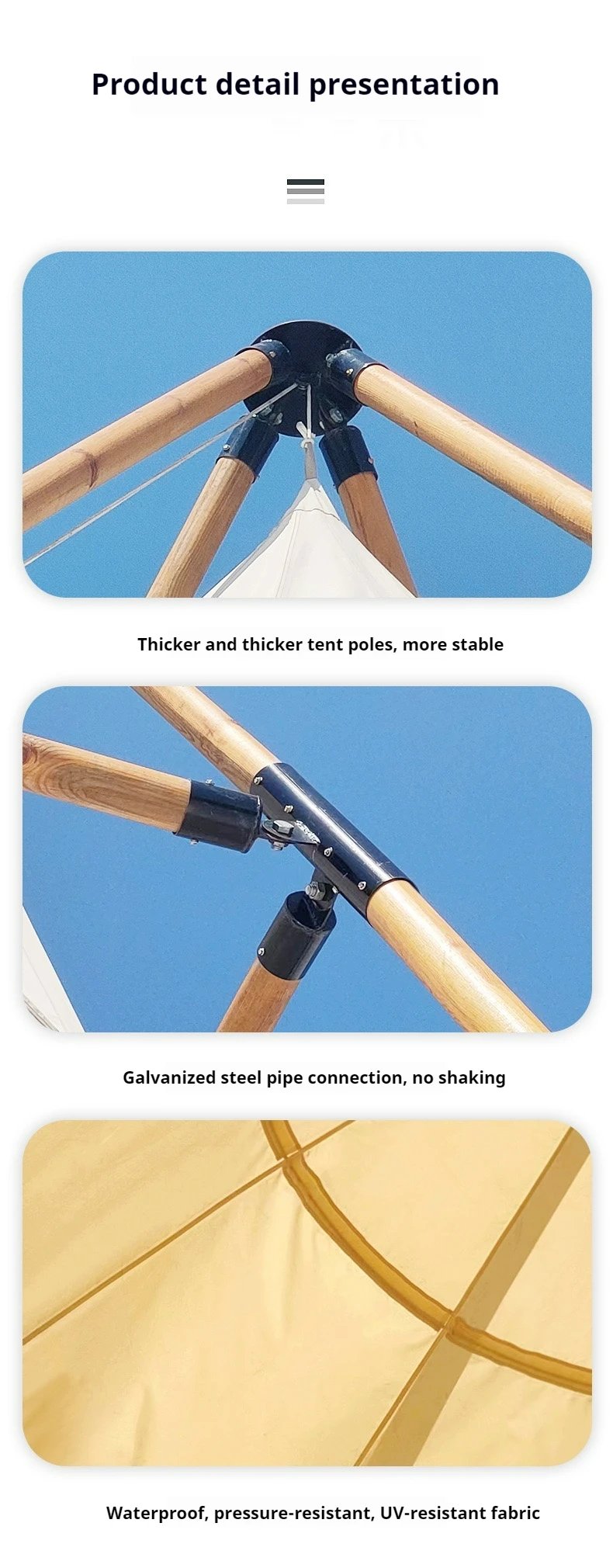 Lantern Safari Tent lamping Hotel Pyramid Sun High Quality Customizable Outdoor Camping Restaurant Pyramid Sunshade Canopy Party