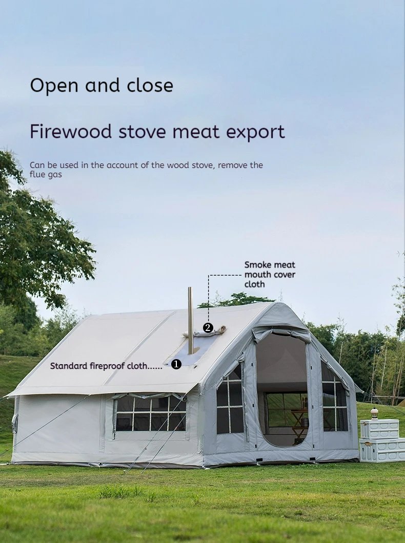 Inflatable Tent Rainproof Camping All-in-One Inflatable Teepees Green Tipi Family Outdoor Camping Thickened Flysheet Glamping