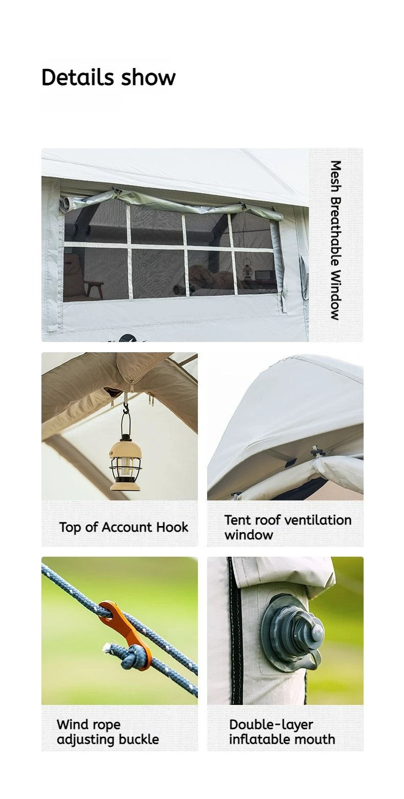 Inflatable Tent Rainproof Camping All-in-One Inflatable Teepees Green Tipi Family Outdoor Camping Thickened Flysheet Glamping