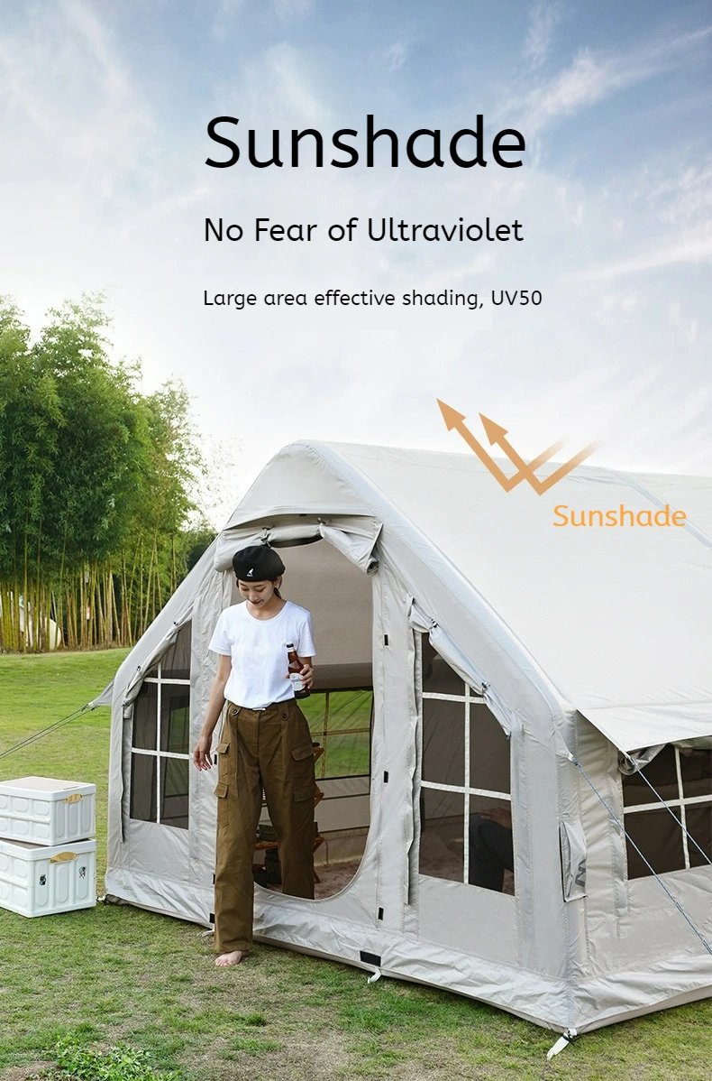 Inflatable Tent Rainproof Camping All-in-One Inflatable Teepees Green Tipi Family Outdoor Camping Thickened Flysheet Glamping