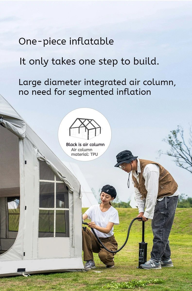 Inflatable Tent Rainproof Camping All-in-One Inflatable Teepees Green Tipi Family Outdoor Camping Thickened Flysheet Glamping