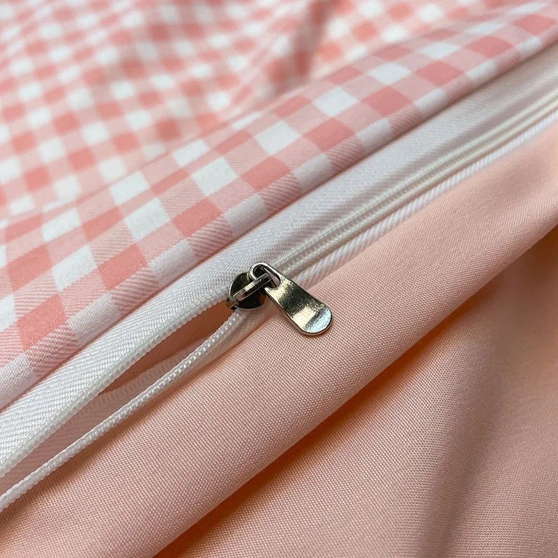 Nordic Plaid Pattern Wash Cotton Bedding Set Duvet Cover Pillowcase Bed Sheet Set Comforter Cover Bed Linens Set Queen King Size