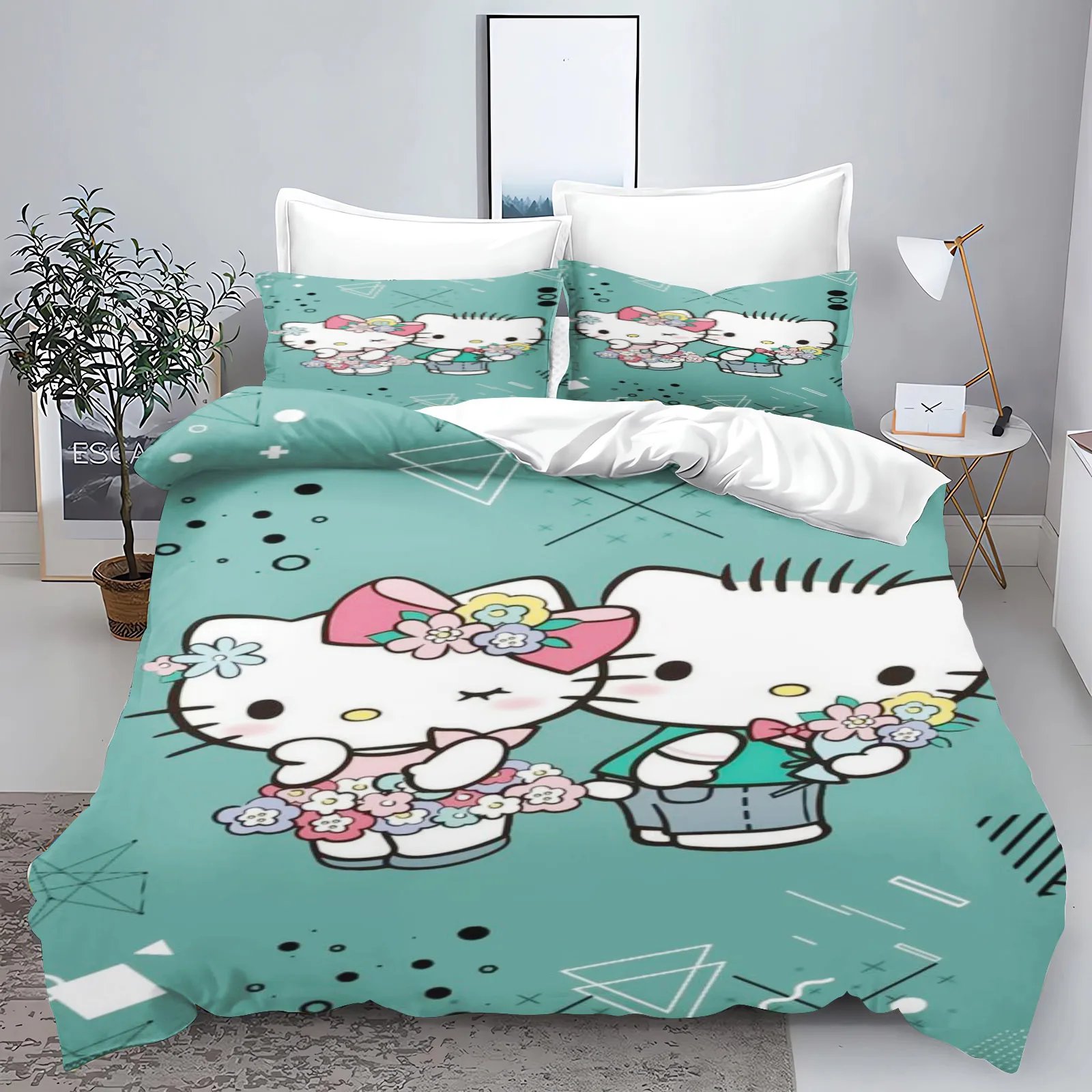 Hello Kitty With Pillowcase Bedding Set Duvet Cover Comforter Sets Universal, Suitable For Children And Adults Home