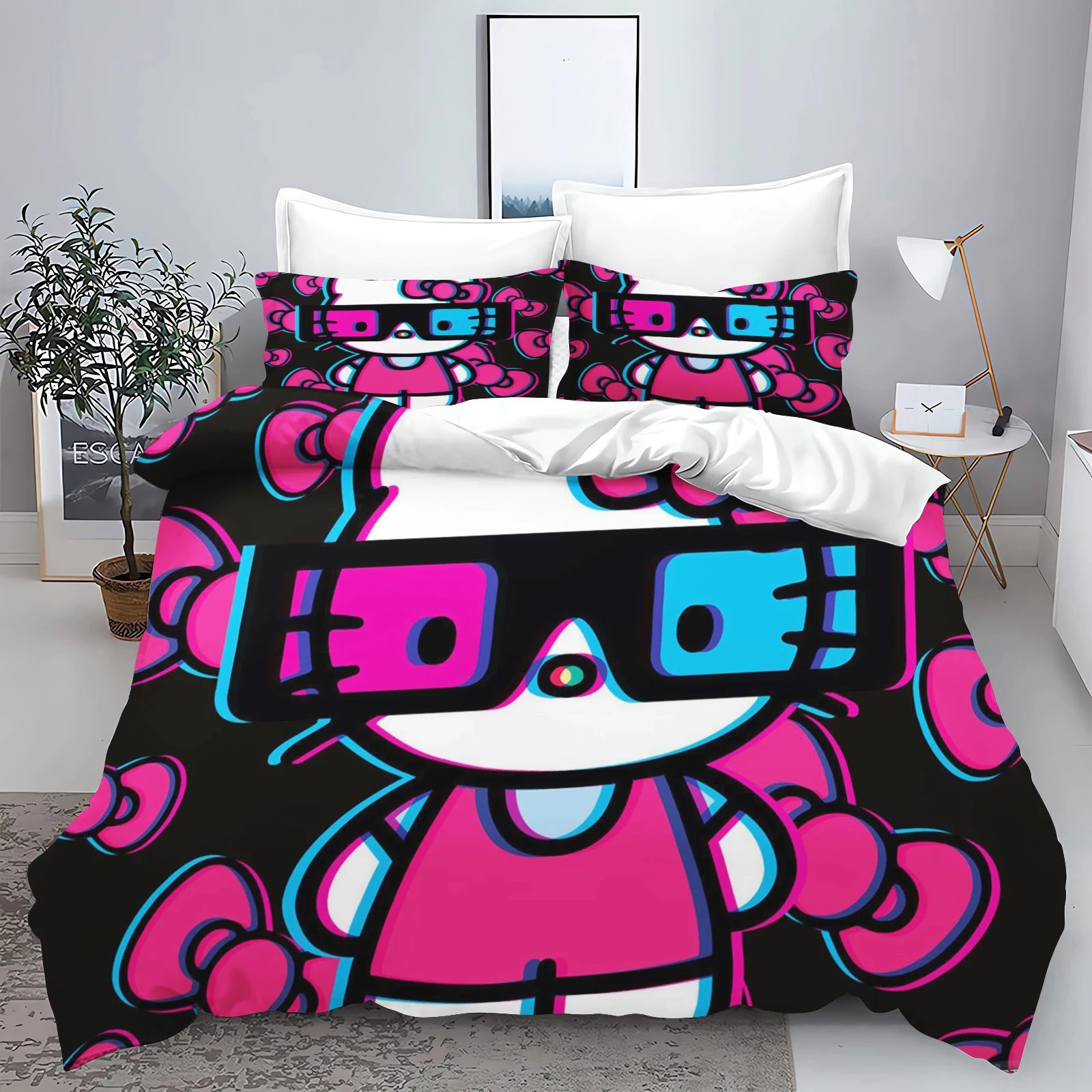 Hello Kitty With Pillowcase Bedding Set Duvet Cover Comforter Sets Universal, Suitable For Children And Adults Home