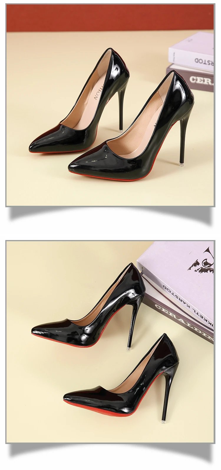Temperament 12cm Super High Thin Heels Shoes Women Pumps Pointed Toe Colorful Patent Leather Stiletto Wedding Shoe Size 45