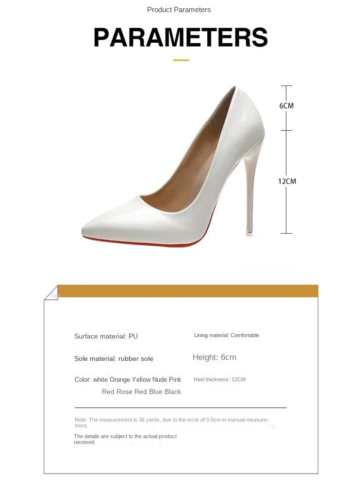 Temperament 12cm Super High Thin Heels Shoes Women Pumps Pointed Toe Colorful Patent Leather Stiletto Wedding Shoe Size 45
