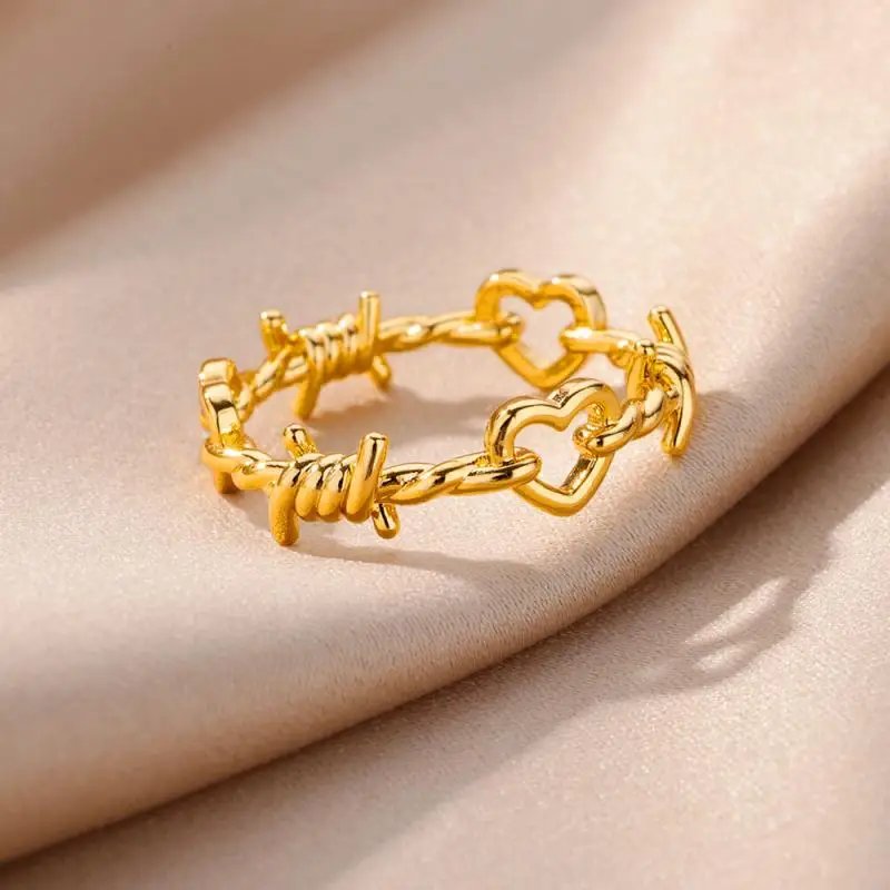 Stainless Steel Rings for Women Aesthetic Sunflower Gold Plated Wedding Couple Ring Jewelry Vintage Accessories Free Shipping