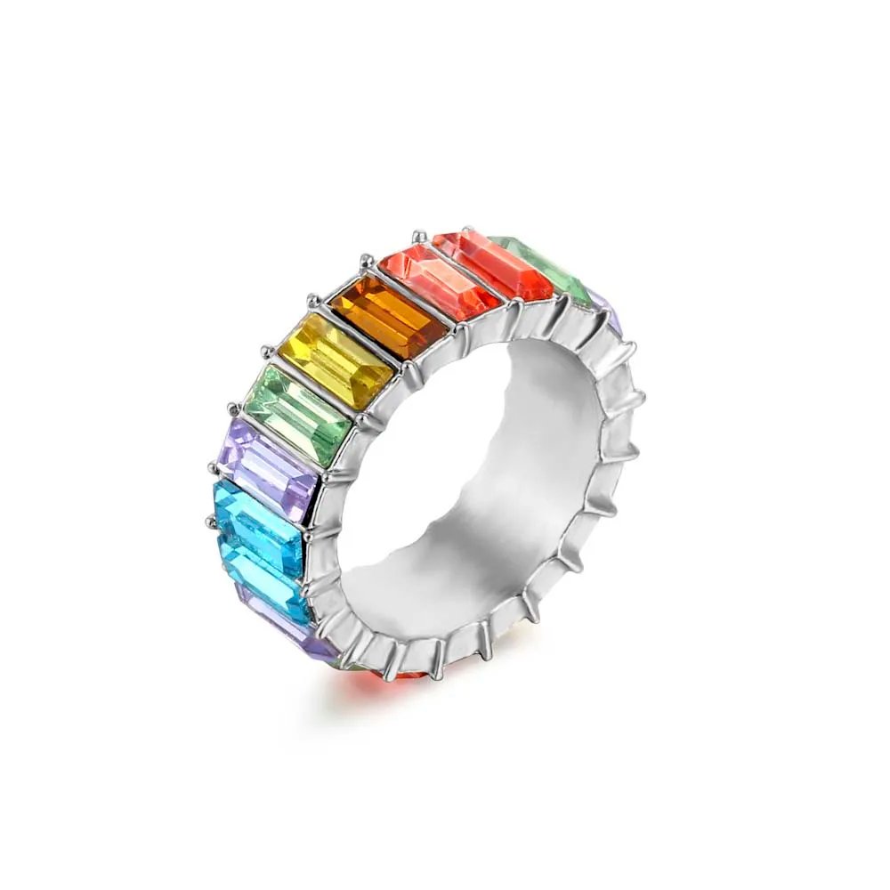 High Quality Rainbow Ring Cubic Engagement Ring for Women Eternity Colors Ring Females Jewelry Accessories Wholesale High Quality Rainbow Ring Cubic Engagement Ring for Women Eternity Colors Ring Females Jewelry Accessories Wholesale