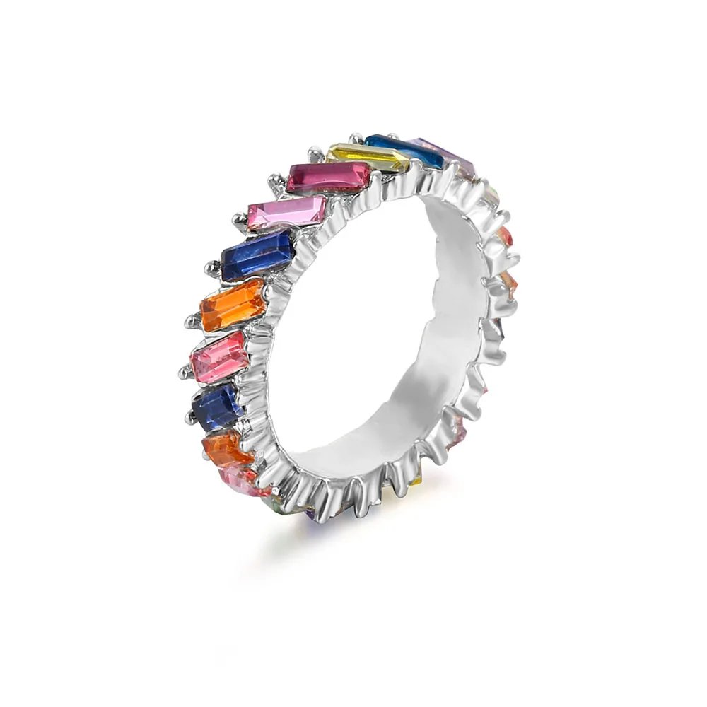High Quality Rainbow Ring Cubic Engagement Ring for Women Eternity Colors Ring Females Jewelry Accessories Wholesale High Quality Rainbow Ring Cubic Engagement Ring for Women Eternity Colors Ring Females Jewelry Accessories Wholesale