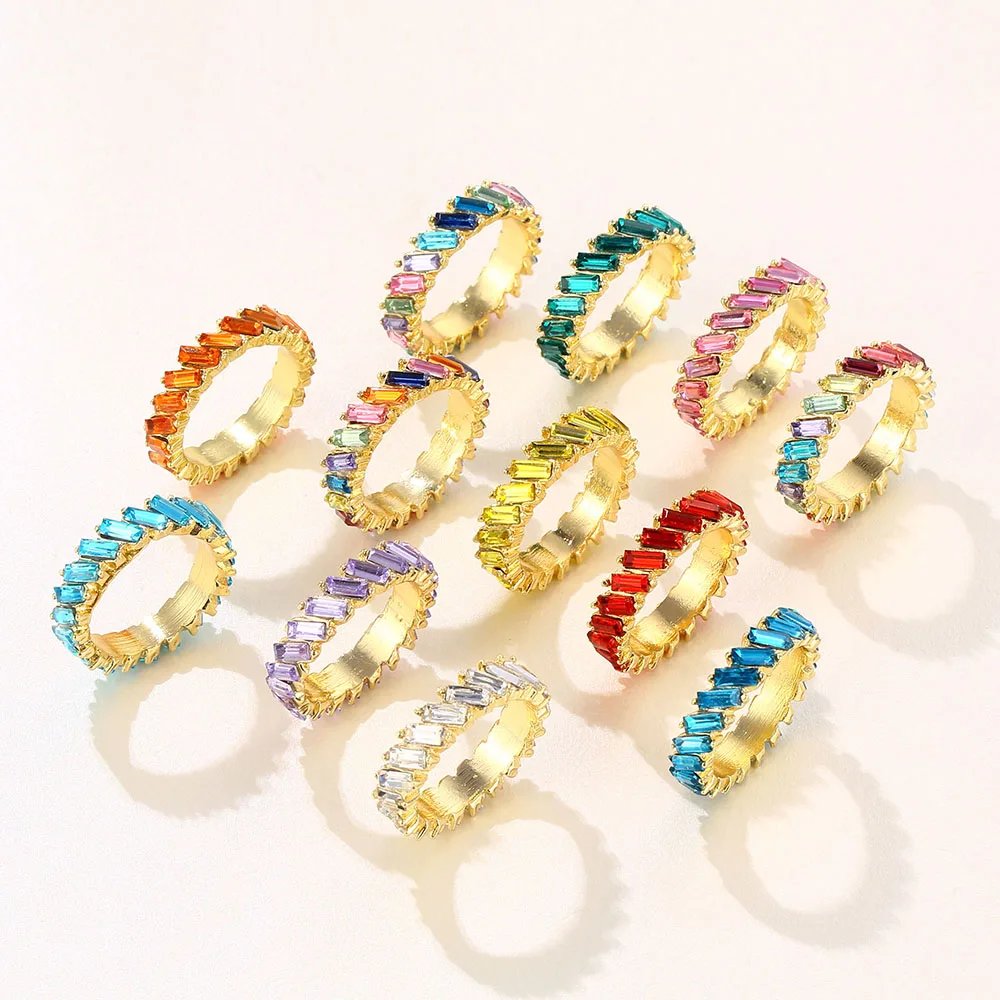 High Quality Rainbow Ring Cubic Engagement Ring for Women Eternity Colors Ring Females Jewelry Accessories Wholesale High Quality Rainbow Ring Cubic Engagement Ring for Women Eternity Colors Ring Females Jewelry Accessories Wholesale