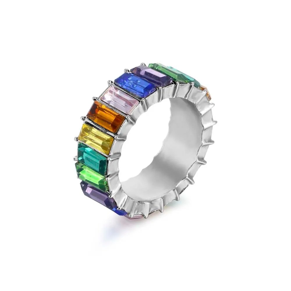 High Quality Rainbow Ring Cubic Engagement Ring for Women Eternity Colors Ring Females Jewelry Accessories Wholesale High Quality Rainbow Ring Cubic Engagement Ring for Women Eternity Colors Ring Females Jewelry Accessories Wholesale