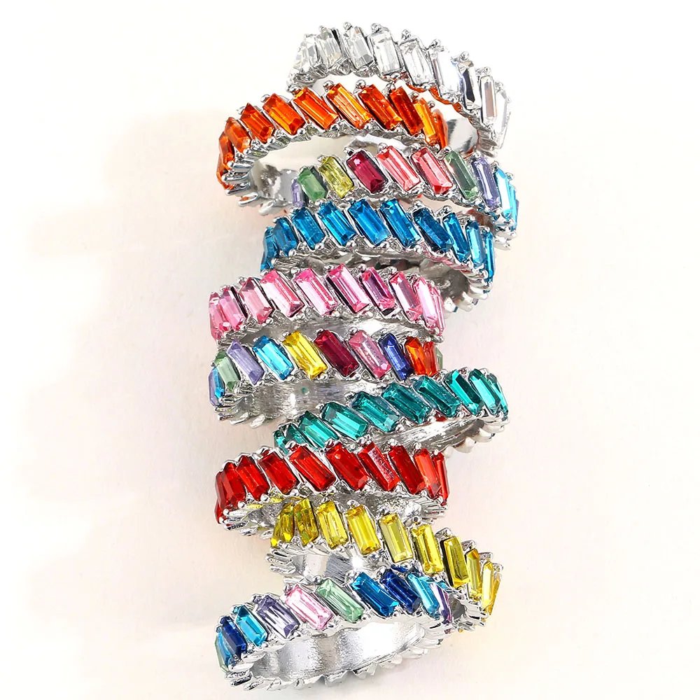 High Quality Rainbow Ring Cubic Engagement Ring for Women Eternity Colors Ring Females Jewelry Accessories Wholesale High Quality Rainbow Ring Cubic Engagement Ring for Women Eternity Colors Ring Females Jewelry Accessories Wholesale