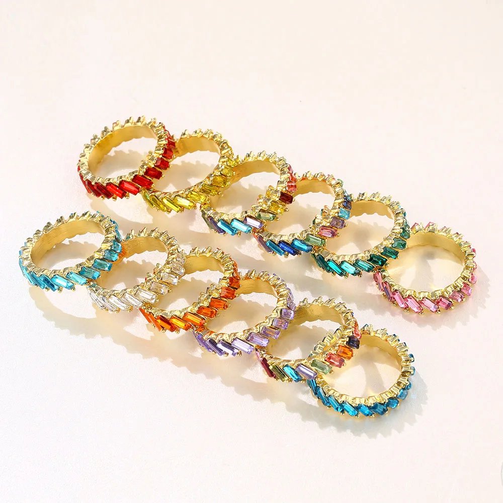High Quality Rainbow Ring Cubic Engagement Ring for Women Eternity Colors Ring Females Jewelry Accessories Wholesale High Quality Rainbow Ring Cubic Engagement Ring for Women Eternity Colors Ring Females Jewelry Accessories Wholesale