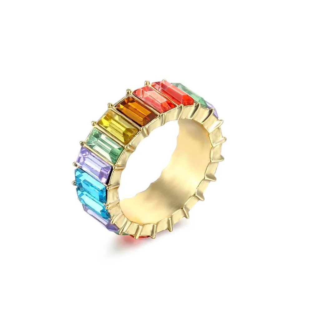 High Quality Rainbow Ring Cubic Engagement Ring for Women Eternity Colors Ring Females Jewelry Accessories Wholesale High Quality Rainbow Ring Cubic Engagement Ring for Women Eternity Colors Ring Females Jewelry Accessories Wholesale