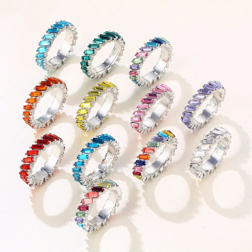 High Quality Rainbow Ring Cubic Engagement Ring for Women Eternity Colors Ring Females Jewelry Accessories Wholesale High Quality Rainbow Ring Cubic Engagement Ring for Women Eternity Colors Ring Females Jewelry Accessories Wholesale