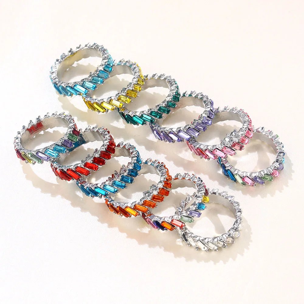 High Quality Rainbow Ring Cubic Engagement Ring for Women Eternity Colors Ring Females Jewelry Accessories Wholesale High Quality Rainbow Ring Cubic Engagement Ring for Women Eternity Colors Ring Females Jewelry Accessories Wholesale