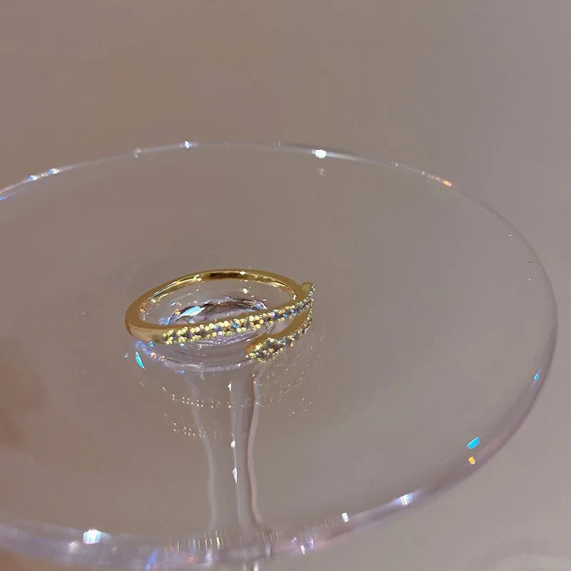 Luxury Zircon Heart Rings for Women Opening Adjustable Weave Rhinestone Ring Engagement Wedding Jewelry Fashion Girlfriend Gifts