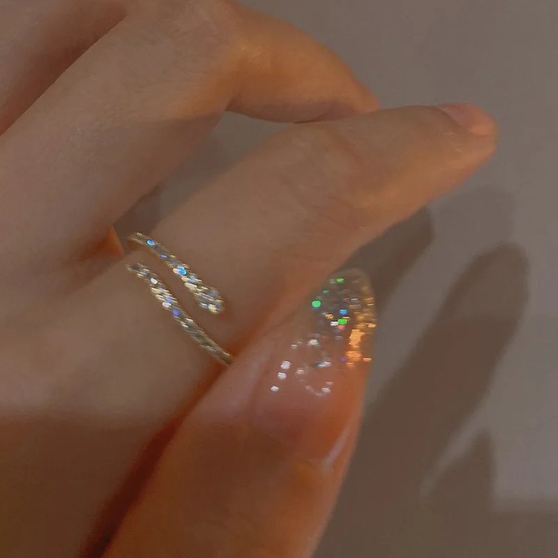 Luxury Zircon Heart Rings for Women Opening Adjustable Weave Rhinestone Ring Engagement Wedding Jewelry Fashion Girlfriend Gifts