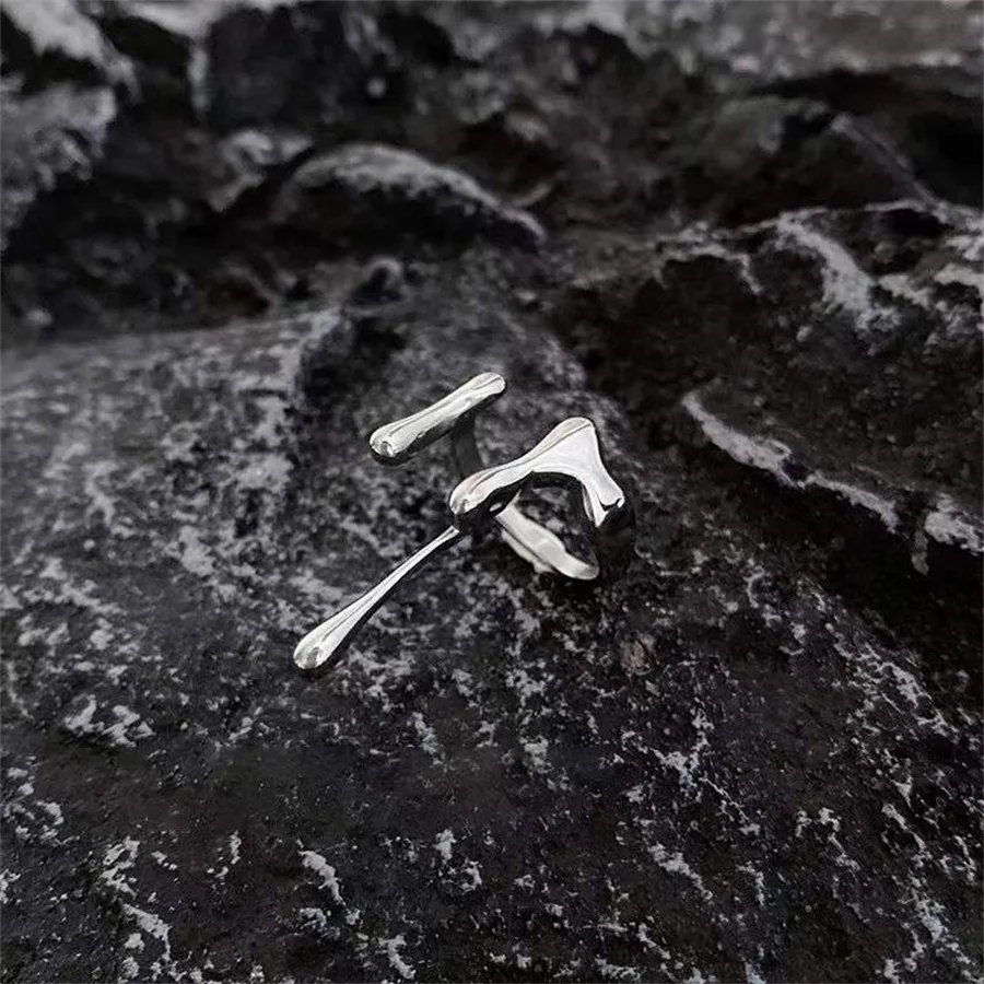 Punk Geometric Irregular Liquid Lava Waterdrop Shaped Open Rings For Women Vintage Silver Color Metal Rings Personality Jewelry Punk Geometric Irregular Liquid Lava Waterdrop Shaped Open Rings For Women Vintage Silver Color Metal Rings Personality Jewelry
