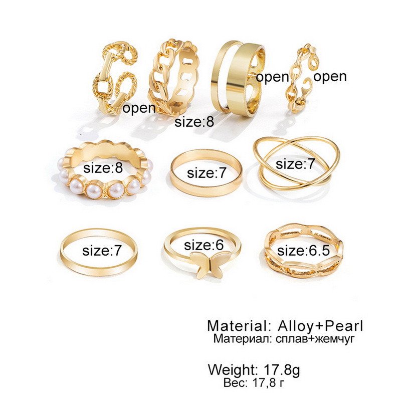 Boho Zircon Rings Set Gold Color Women Bohemia Crystal Letter LOVE Heart Moon Arrow Flower Ring Lovers Wedding Jewelry Gifts