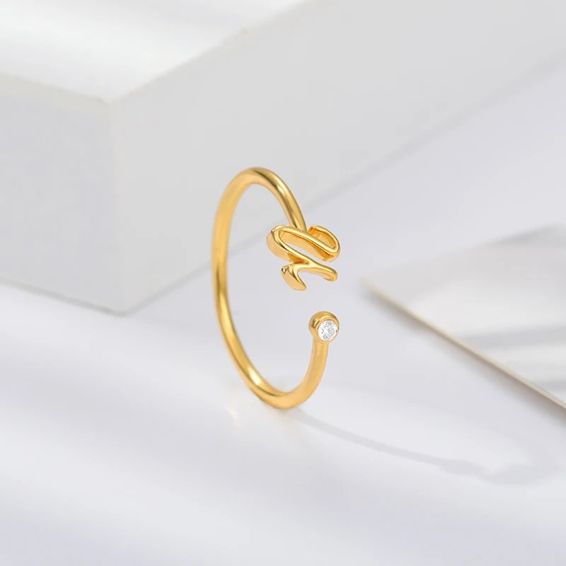 A-Z Initial Rings for Women Open Adjustable Stainless Steel Wedding Ring 2023 Trend Gold Color Couple Jewelry Accessories Gift