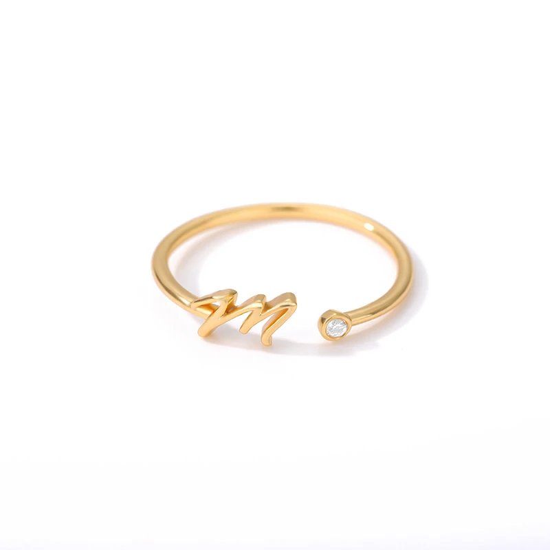 A-Z Initial Rings for Women Open Adjustable Stainless Steel Wedding Ring 2023 Trend Gold Color Couple Jewelry Accessories Gift