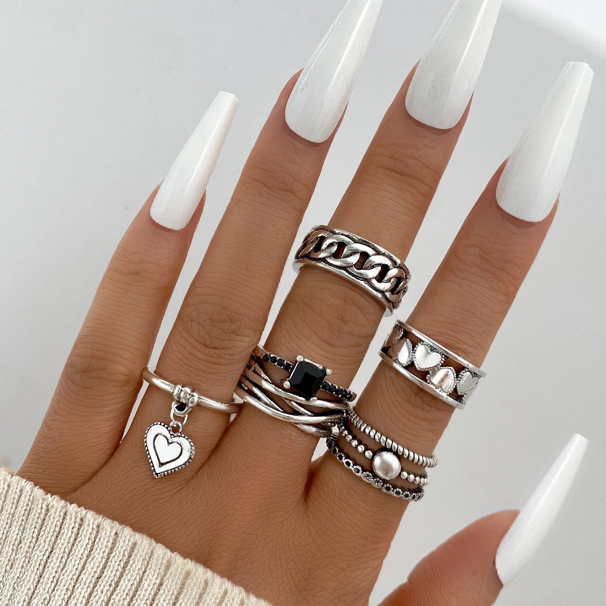 Vintage Hollow Heart Butterfly Rings Set For Women Metal Silver Color Geometric Spiral Shape Ring 22pcs Set 2023 Trendy Jewelry Vintage Hollow Heart Butterfly Rings Set For Women Metal Silver Color Geometric Spiral Shape Ring 22pcs Set 2023 Trendy Jewelry