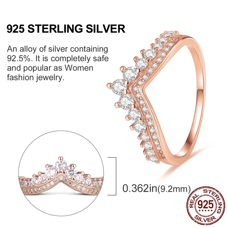 Women Silver Finger Rings for Women Original 925 Sterling Silver Cocktail Ring Geometric Cubic Zircon Heart Wedding Jewelry