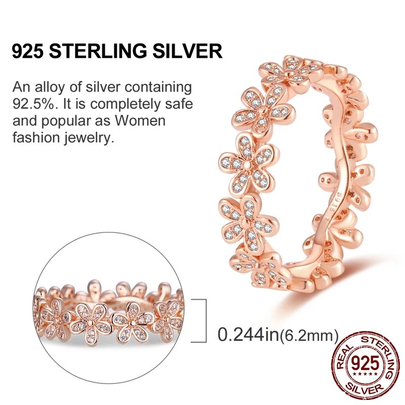 Women Silver Finger Rings for Women Original 925 Sterling Silver Cocktail Ring Geometric Cubic Zircon Heart Wedding Jewelry