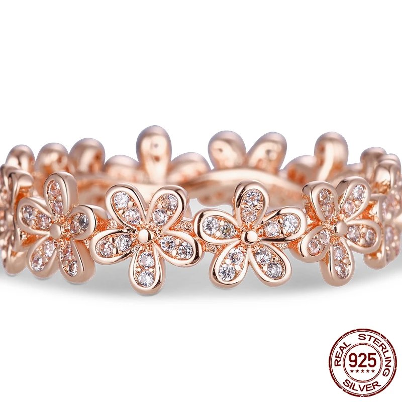 Women Silver Finger Rings for Women Original 925 Sterling Silver Cocktail Ring Geometric Cubic Zircon Heart Wedding Jewelry