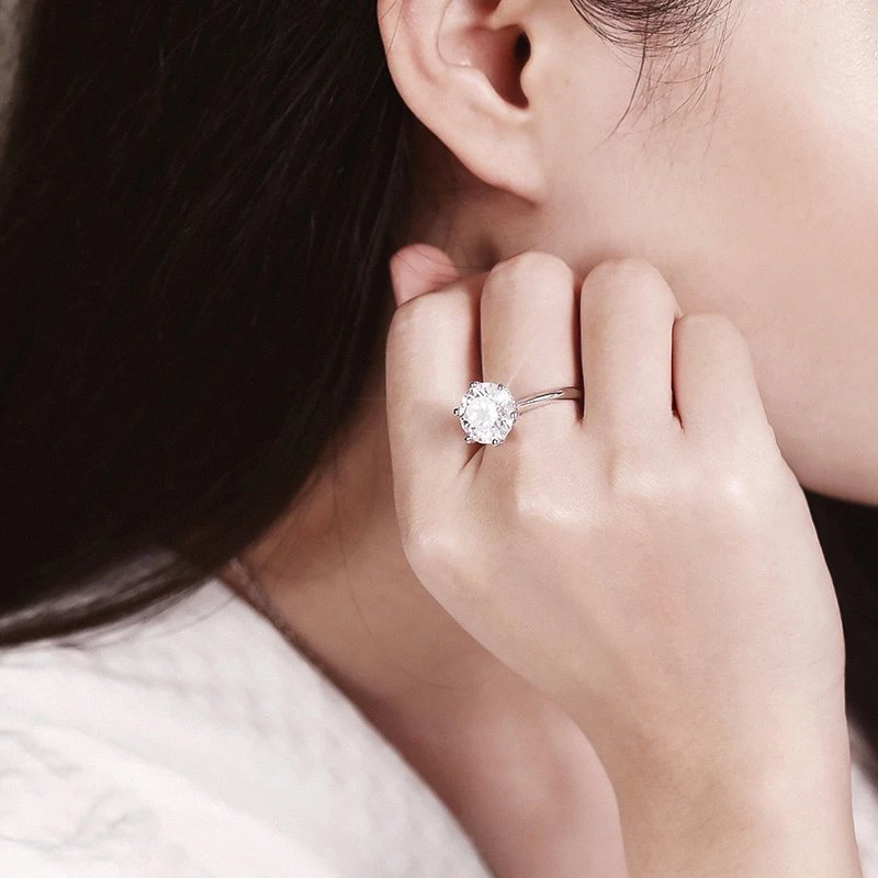 Smyoue GRA Certified 1-5CT Moissanite Ring VVS1 Lab Diamond Solitaire Ring for Women Engagement Promise Wedding Band Jewelry