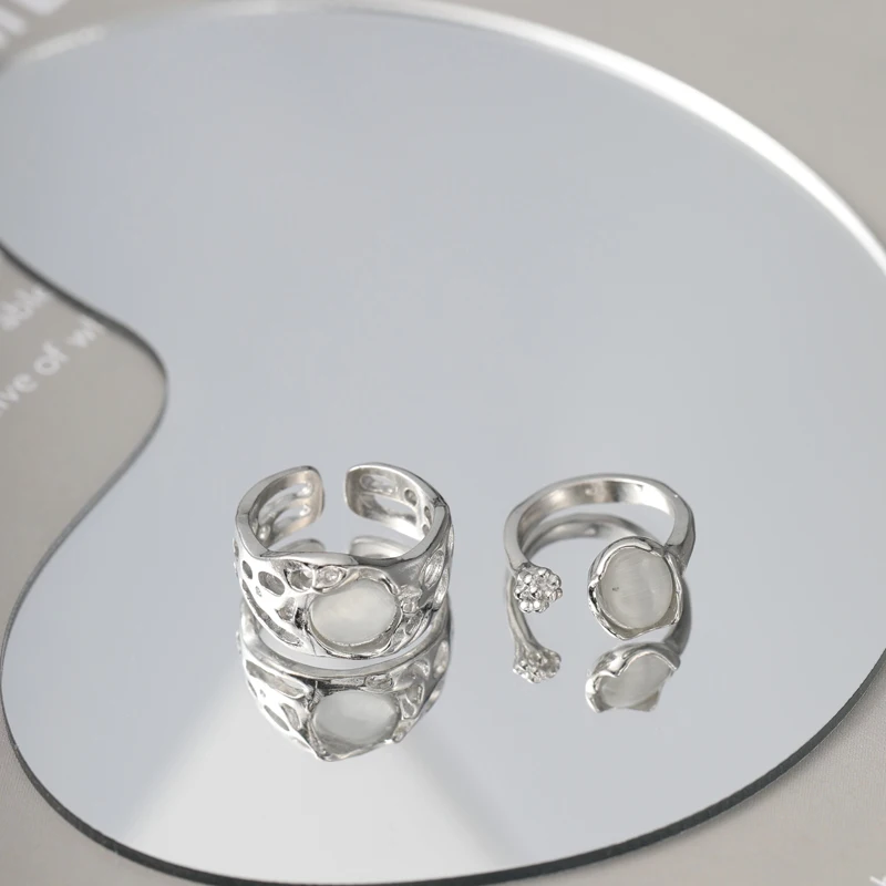 Irregular Open Rings Moonstone Heart Finger Rings For Women Girls Kpop Sweet Cool Trendy Aesthetic Jewelry Gifts Wholesale Irregular Open Rings Moonstone Heart Finger Rings For Women Girls Kpop Sweet Cool Trendy Aesthetic Jewelry Gifts Wholesale