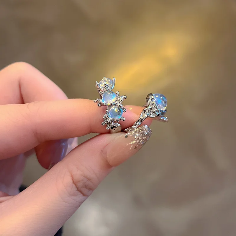 Irregular Open Rings Moonstone Heart Finger Rings For Women Girls Kpop Sweet Cool Trendy Aesthetic Jewelry Gifts Wholesale Irregular Open Rings Moonstone Heart Finger Rings For Women Girls Kpop Sweet Cool Trendy Aesthetic Jewelry Gifts Wholesale