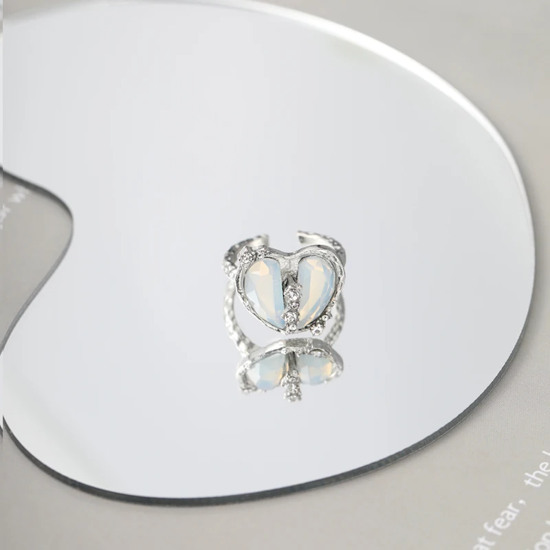 Irregular Open Rings Moonstone Heart Finger Rings For Women Girls Kpop Sweet Cool Trendy Aesthetic Jewelry Gifts Wholesale Irregular Open Rings Moonstone Heart Finger Rings For Women Girls Kpop Sweet Cool Trendy Aesthetic Jewelry Gifts Wholesale