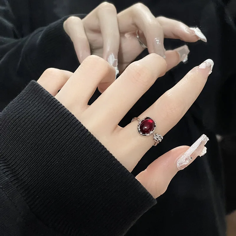 Irregular Open Rings Moonstone Heart Finger Rings For Women Girls Kpop Sweet Cool Trendy Aesthetic Jewelry Gifts Wholesale Irregular Open Rings Moonstone Heart Finger Rings For Women Girls Kpop Sweet Cool Trendy Aesthetic Jewelry Gifts Wholesale