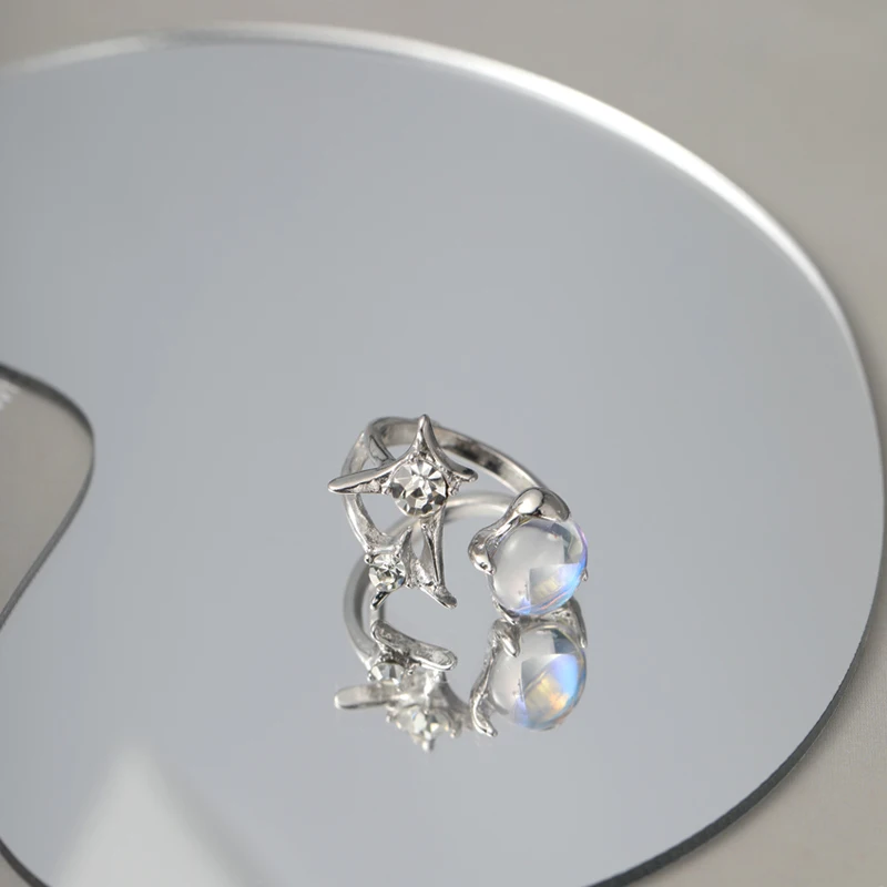 Irregular Open Rings Moonstone Heart Finger Rings For Women Girls Kpop Sweet Cool Trendy Aesthetic Jewelry Gifts Wholesale Irregular Open Rings Moonstone Heart Finger Rings For Women Girls Kpop Sweet Cool Trendy Aesthetic Jewelry Gifts Wholesale