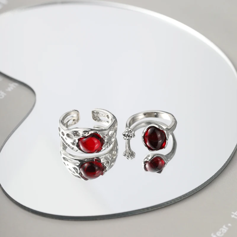 Irregular Open Rings Moonstone Heart Finger Rings For Women Girls Kpop Sweet Cool Trendy Aesthetic Jewelry Gifts Wholesale Irregular Open Rings Moonstone Heart Finger Rings For Women Girls Kpop Sweet Cool Trendy Aesthetic Jewelry Gifts Wholesale