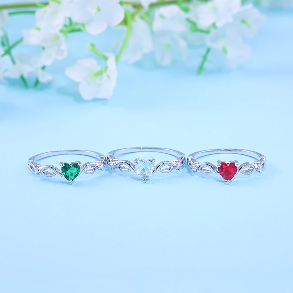 Simple Heart Ring For Women Female Cute Finger Rings Romantic Birthday Gift For Girlfriend Fashion Zircon Stone Jewelry