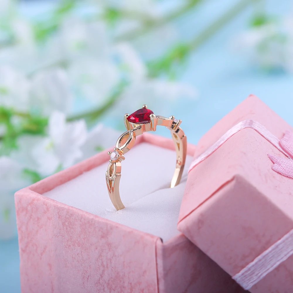 Simple Heart Ring For Women Female Cute Finger Rings Romantic Birthday Gift For Girlfriend Fashion Zircon Stone Jewelry