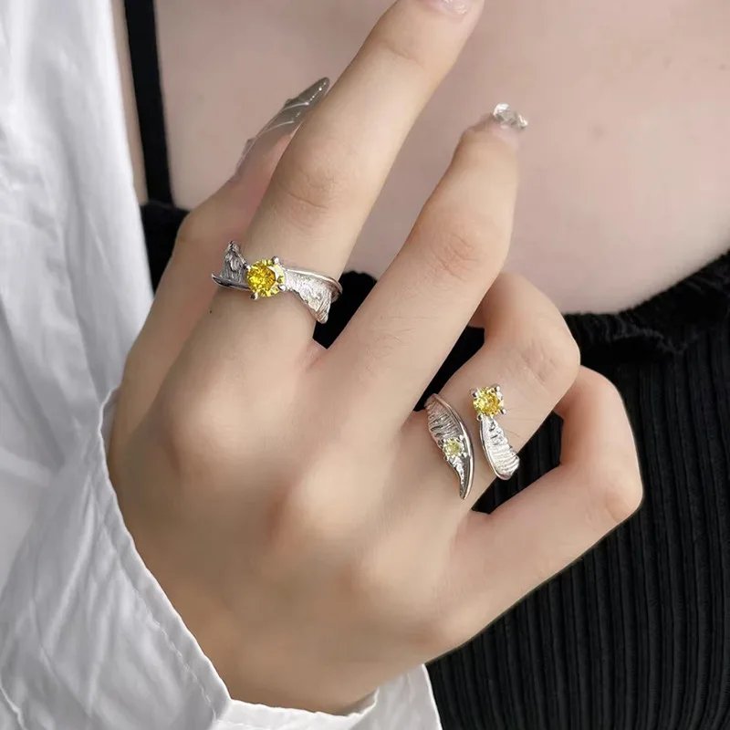 925 Sterling Silver Irregular Water Droplets Cross Ring Female Simple Retro Style Handmade Jewelry