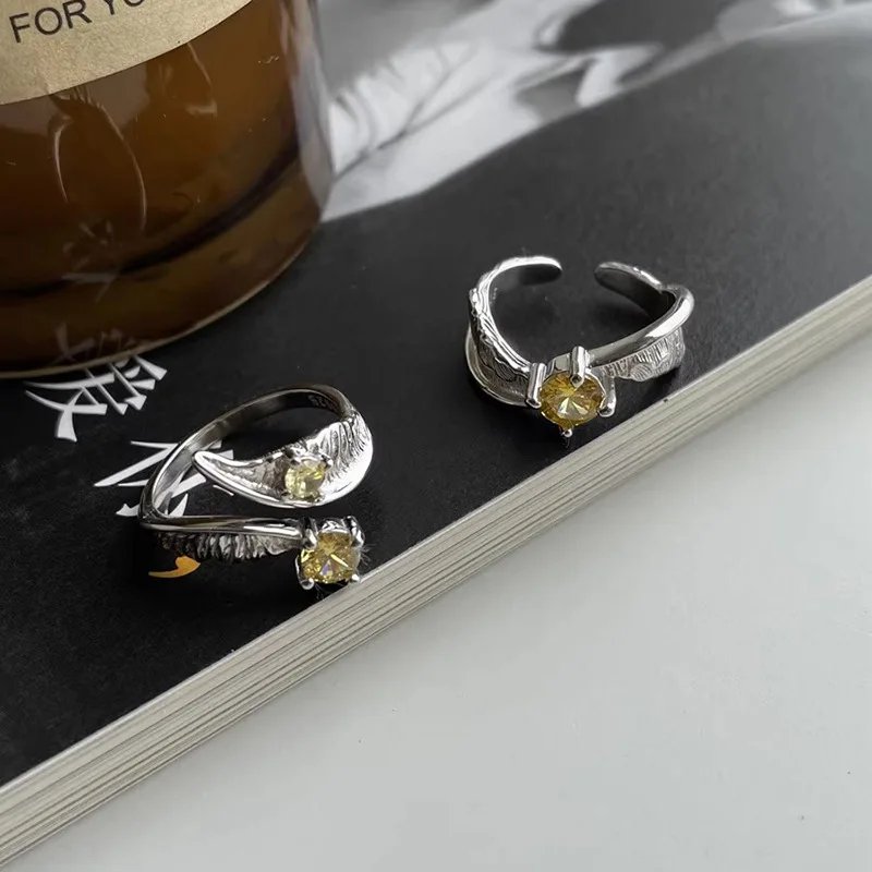 925 Sterling Silver Irregular Water Droplets Cross Ring Female Simple Retro Style Handmade Jewelry