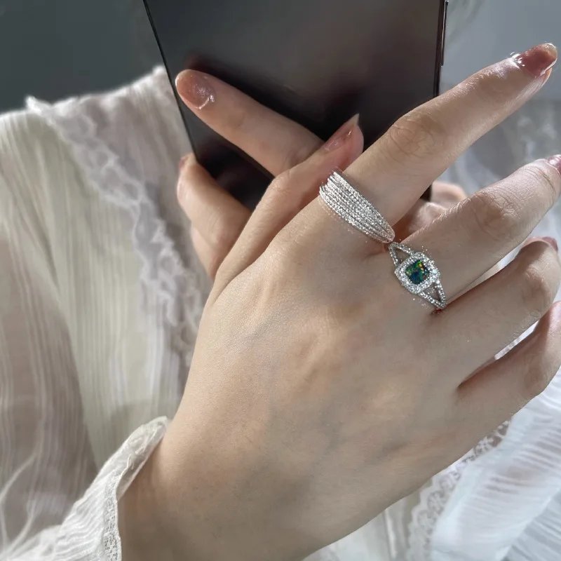 925 Sterling Silver Irregular Water Droplets Cross Ring Female Simple Retro Style Handmade Jewelry