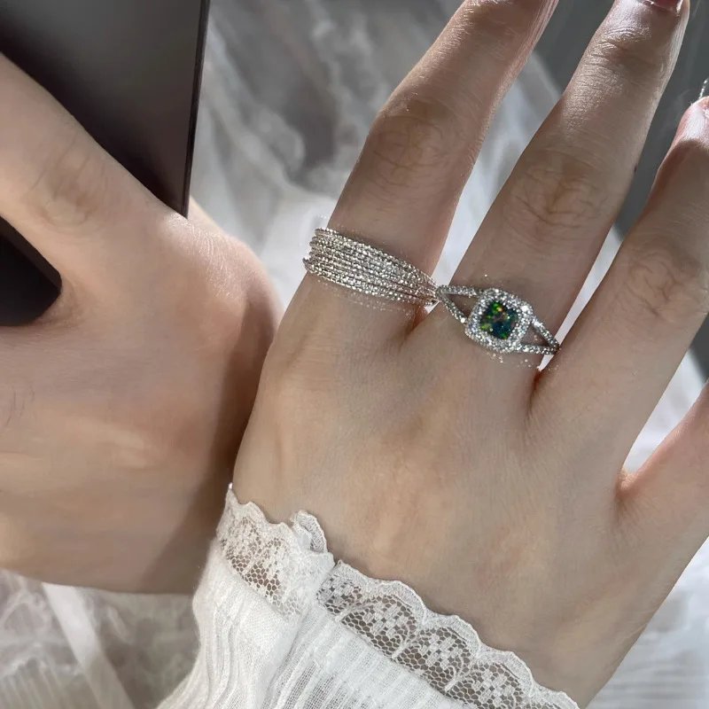 925 Sterling Silver Irregular Water Droplets Cross Ring Female Simple Retro Style Handmade Jewelry