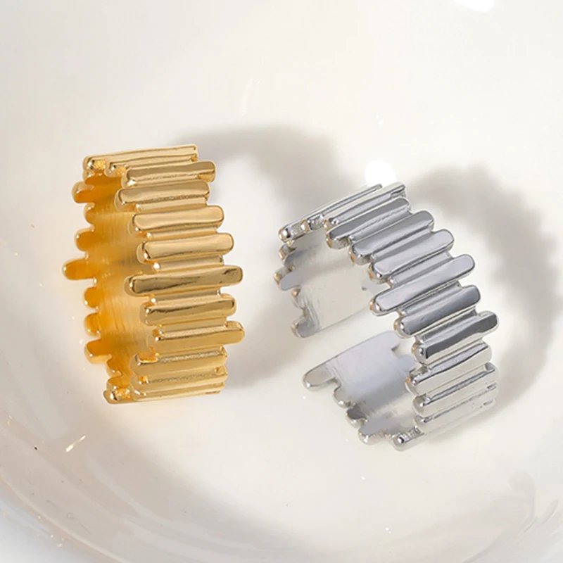 Trendy Stainless Steel Rings for Women Flower Heart Adjustable Finger Ring Fashion Party Jewelry Geometric Aesthetic Open Ring